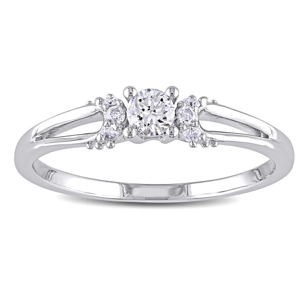 Diamond Ring with Yaffie White Gold Brilliance at 1/5 Carat Total Diamond Weight.