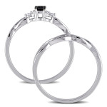 Yaffie™ Customised Infinity Bridal Ring Set with 1/6ct TDW Black and White Diamond in White Gold