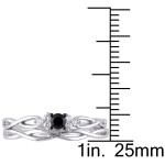 Yaffie Custom White Gold Infinity Bridal Ring Set with 1/6ct TDW Black and White Diamonds