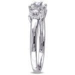 Yaffie 3-Stone Engagement Ring in White Gold, Hand-set with 1/6ct of Sparkling Diamonds.