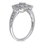 Vintage Art Deco Cocktail Ring with Square White Gold Diamond - 1/7ct TDW