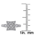 Vintage Art Deco Style Yaffie White Gold Ring with Square Cut 1/7ct TDW Diamond