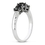Yaffie ™ Handcrafted Black Diamond Three-Stone Ring with 1ct TDW White Gold