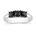 Yaffie Custom 1ct TDW Black Diamond 3-stone Ring in White Gold