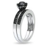 Yaffie™ Crafts Exquisite Black Diamond Bridal Ring Set with 1ct TDW in White Gold