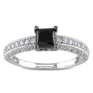 Yaffie ™ Custom White Gold Black Diamond Ring with 1ct TDW