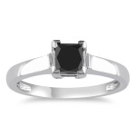 Yaffie ™ Custom White Gold Solitaire Ring with Rare 1ct Black Diamond