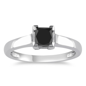 Yaffie™ Custom Black Diamond Solitaire Ring: 1 Carat TDW in Stunning White Gold