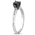 Yaffie ™ Custom White Gold Solitaire Ring with Rare 1ct Black Diamond