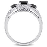 Yaffie ™ Customised 1ct Diamond 3-stone Halo Ring in Black and White Gold
