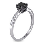 Yaffie ™ Custom 1ct TDW Black & White Diamond Engagement Ring in White Gold