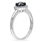 Yaffie ™ Custom White Gold 1ct TDW Ring with a Striking Black and White Halo of Diamonds