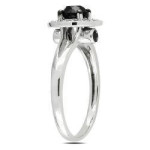 Yaffie ™ Masterpiece - Black and White Round Halo Diamond Ring in White Gold with 1ct TDW