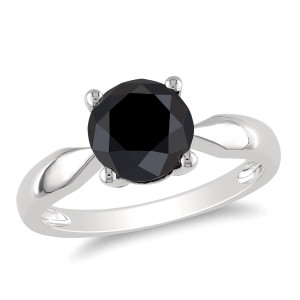Yaffie Bespoke White Gold Black Diamond Engagement Ring with 2.5ct Total Diamond Weight