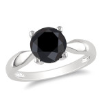 Yaffie ™ Handcrafted Black Diamond Solitaire Engagement Ring in 2 1/2ct White Gold