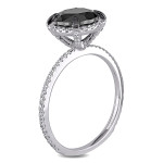 Yaffie Custom White Gold Black and White Diamond Halo Engagement Ring with 2 3/4ct Total Diamond Weight