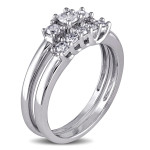 Sparkling Yaffie Diamond Bridal Ring Set in White Gold, featuring 2/5ct TDW