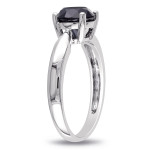 Yaffie™ Bespoke Black Diamond Solitaire Engagement Ring with Pinched Shank, Featuring 2 Carats TDW of White Gold Brilliance.
