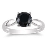 Yaffie ™ Artistic White Gold Black Diamond Engagement Ring with 2ct TDW and Uniquely Pinched Shank.