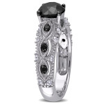 Yaffie ™ Custom Vintage Engagement Ring: 2ct TDW Black and White Diamonds in White Gold
