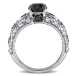 Yaffie ™ Custom-Made White Gold 2ct TDW Vintage Engagement Ring Featuring Black and White Diamonds