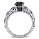 Yaffie ™ Custom Vintage Engagement Ring: 2ct TDW Black and White Diamonds in White Gold