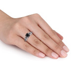 Yaffie ™ Custom-Made White Gold 2ct TDW Vintage Engagement Ring Featuring Black and White Diamonds