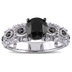 Yaffie ™ Custom-Made White Gold 2ct TDW Vintage Engagement Ring Featuring Black and White Diamonds