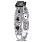 Yaffie ™ Custom-Made White Gold 2ct TDW Vintage Engagement Ring Featuring Black and White Diamonds