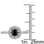 Yaffie™ Custom-made Black and White Diamond Halo Engagement Ring in 3/4ct TDW White Gold