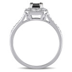 Yaffie ™ Custom-Made Black & White Princess-Cut Diamond Square Halo Engagement Ring with 3/5ct TDW in White Gold