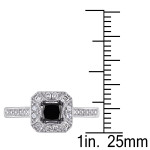 Yaffie Custom White Gold Square Halo Black & White Diamond Engagement Ring - 3/5ct TDW Princess-Cut Brilliance