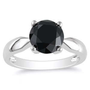 Yaffie ™ Exclusive 3ct Black Diamond Solitaire Ring in White Gold - Tailored to Perfection