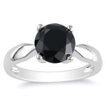 Yaffie ™ Custom 3ct TDW Black Diamond Solitaire in White Gold