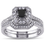 Yaffie Custom Black and White Diamond Bridal Set: White Gold and 5/8ct TDW Cluster