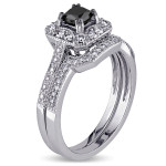 Yaffie Custom Black and White Diamond Bridal Set: White Gold and 5/8ct TDW Cluster