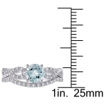 Bridal Set with Aquamarine and Diamond Accents in White Gold by Yaffie.