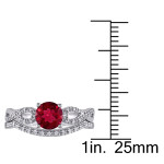 White Gold Ruby and Diamond Bridal Set by Yaffie