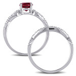 White Gold Ruby and Diamond Bridal Set by Yaffie