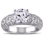 White Gold Engagement Ring with Yaffie Created White Sapphire