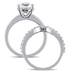 White Gold Solitaire Wedding Ring with Yaffie Created Sapphire