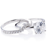 Bridal Set: Yaffie White Gold & Sparkling White Sapphire Solitaire Ring.