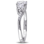 3-Stone Engagement Ring with White Sapphire and Diamond Accents, Designed in Yaffie White Gold Creation