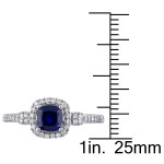 Yaffie Created Sapphire Diamond Halo Engagement Ring