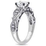 Vintage Filigree Engagement Ring with Yaffie White Gold Created White Sapphire & Diamond