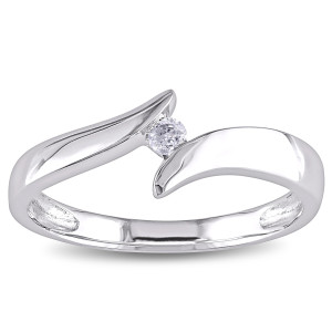 Yaffie Bypass Ring with Diamond Embellishments in White Gold