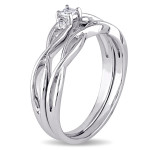 Yaffie Bridal Ring Set - Princess-cut Infinity Design with Diamond Accents in White Gold