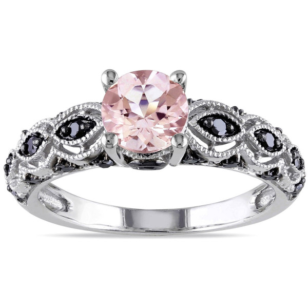 Yaffie ™ Crafts a Spectacular Custom White Gold Ring with Gemstone and 1/4ct TDW Black Diamond