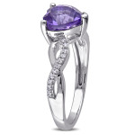 Sparkling White Gold Infinity Engagement Ring with Heart-Cut Amethyst and Diamond Accents