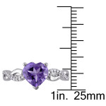 Infinity Diamond Engagement Ring with Heart-Cut Amethyst in White Gold